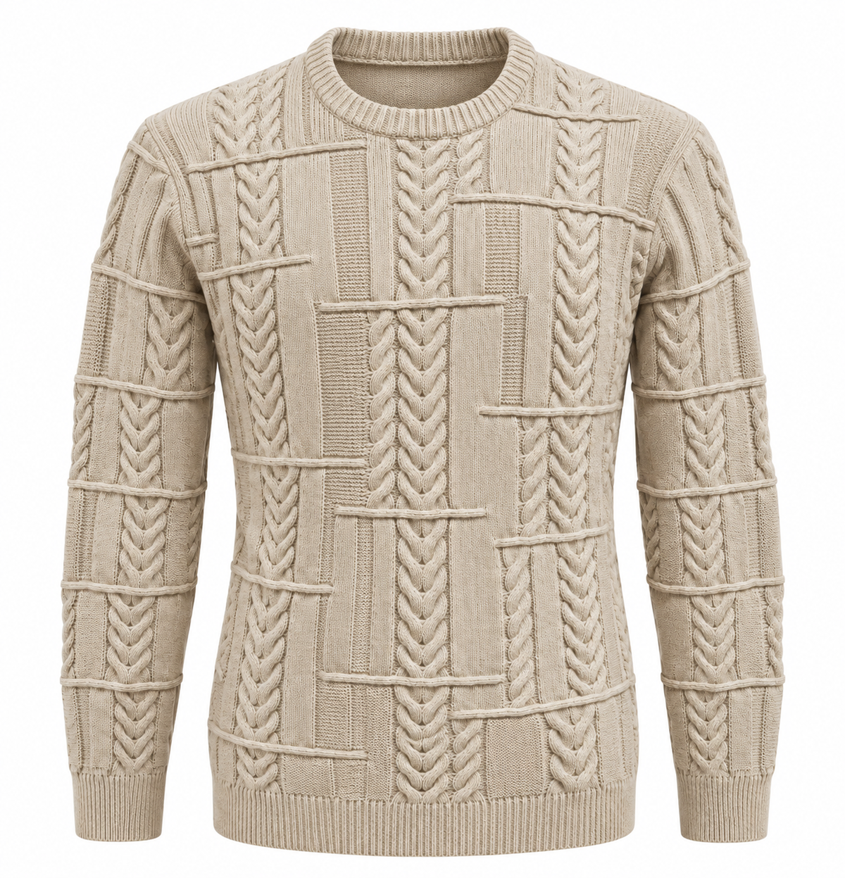 Quiet Terrain Men’s Cable Knit Mock Neck Sweater