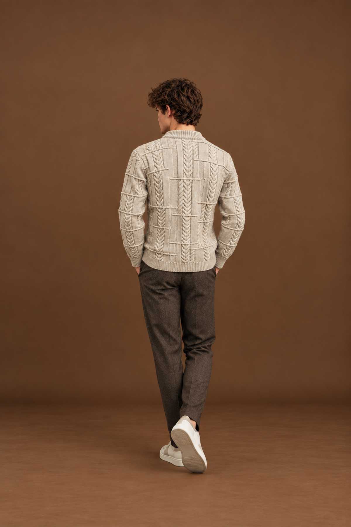 Men’s Cable Knit Mock Neck Sweater