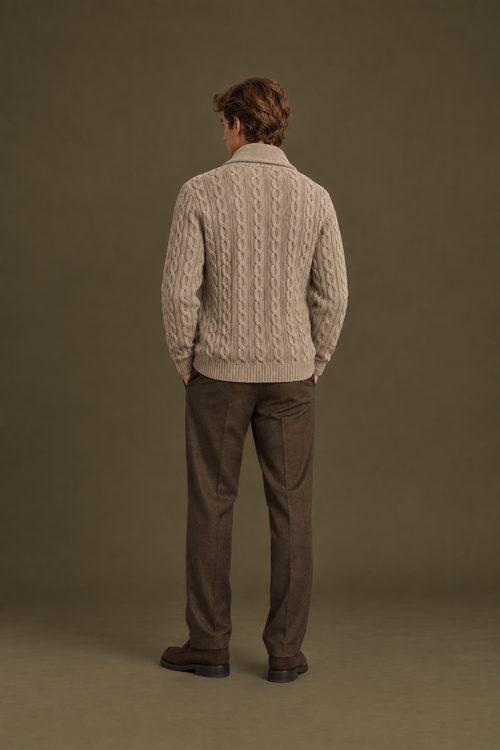 Men’s Cable Knit Shawl Collar Cardigan