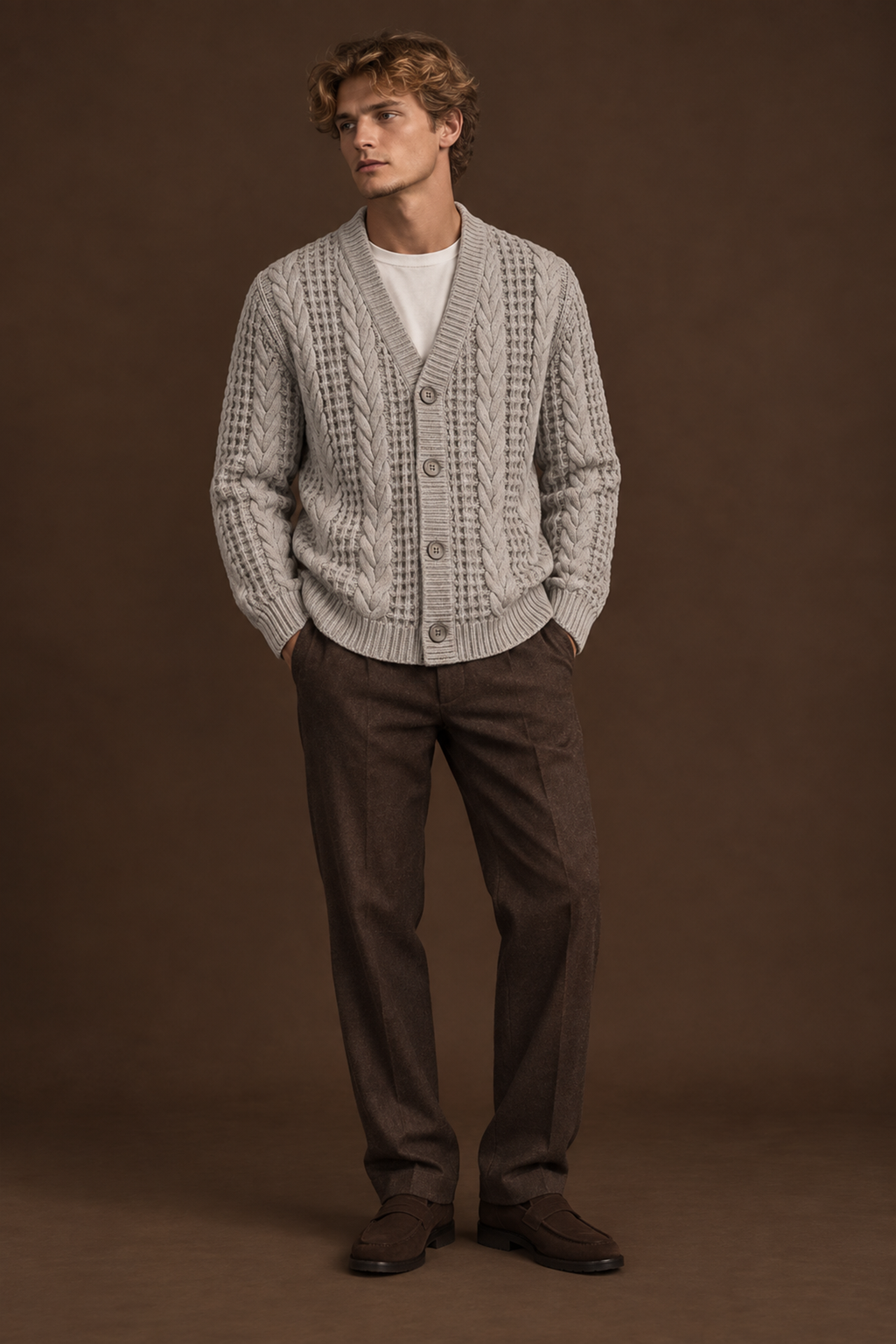 Men’s Cable Knit Button Cardigan