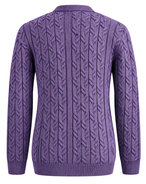 Men’s Cable Knit Shawl Collar Cardigan – Lavender