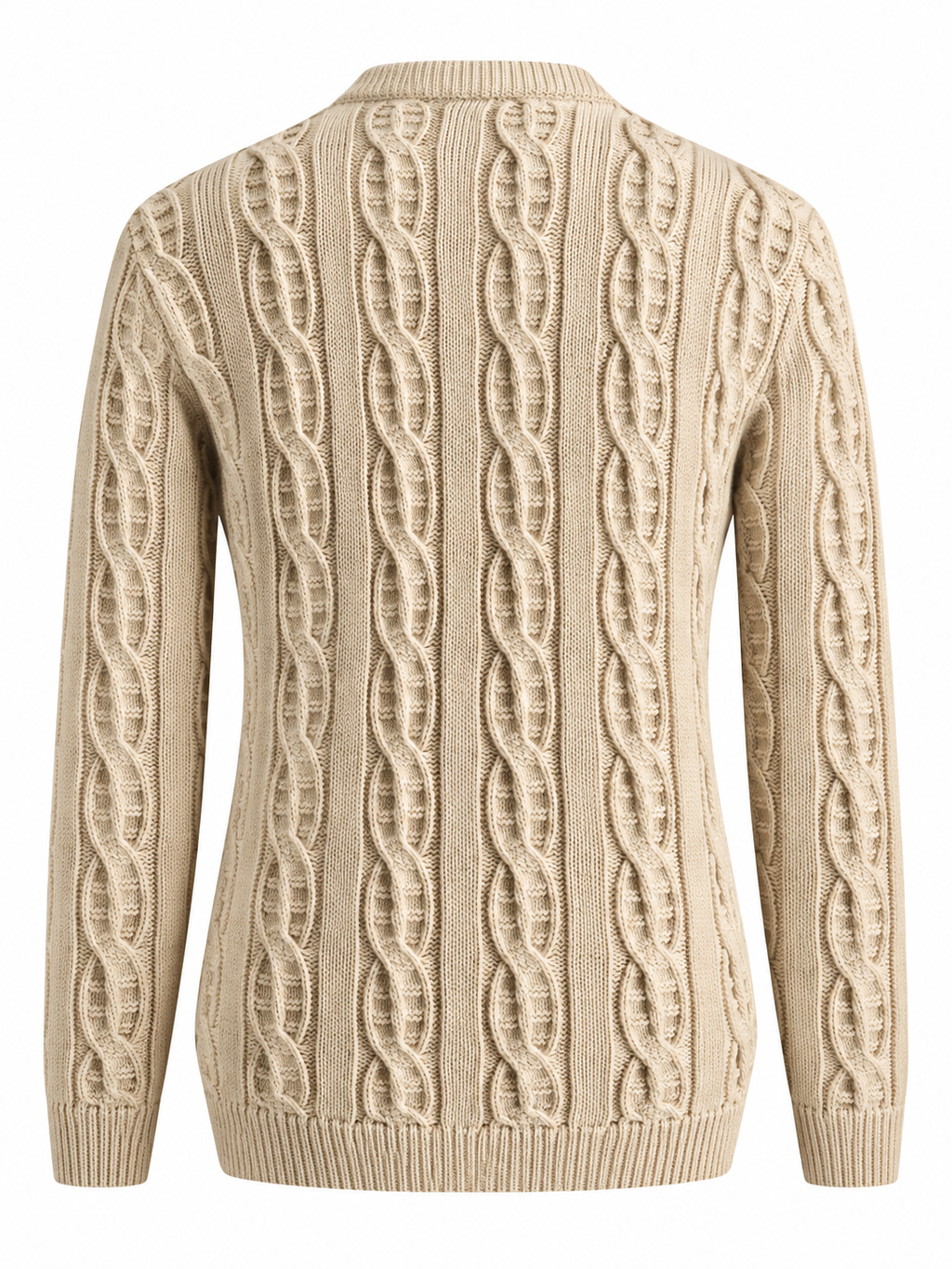 Quiet Terrain Men’s Classic Cable Knit Crew Neck Jumpe