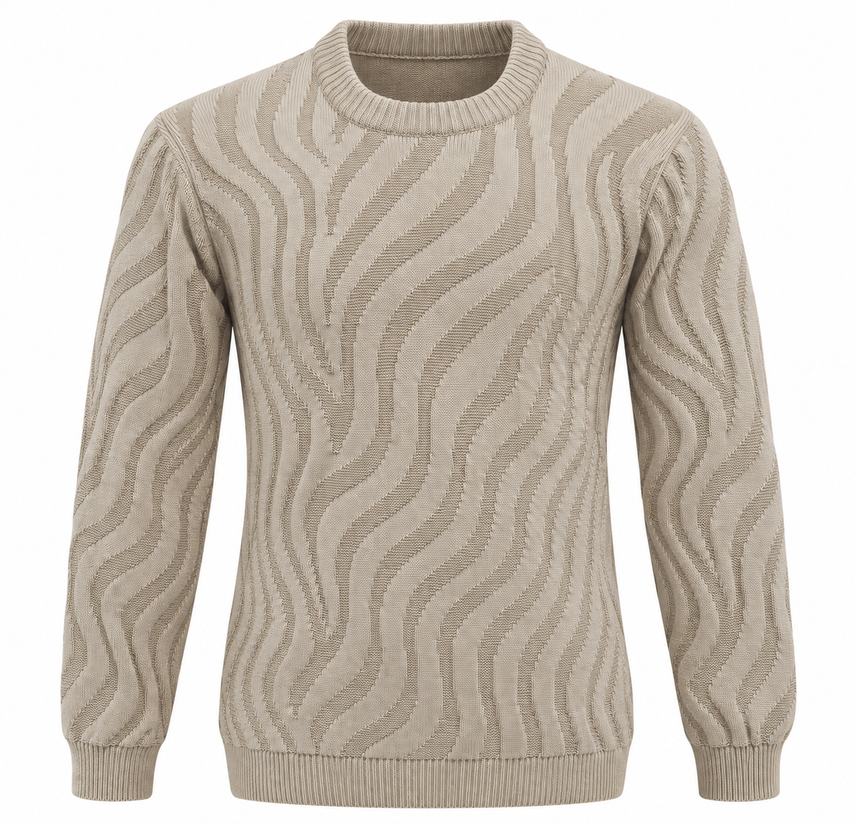 Quiet Terrain Men’s Textured Wave Knit Mock Neck Sweater