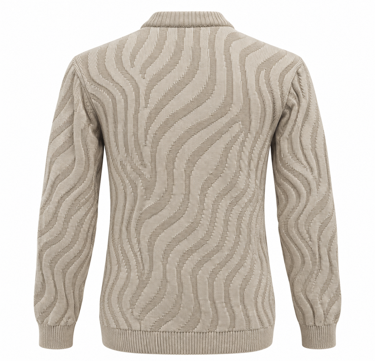 Quiet Terrain Men’s Textured Wave Knit Mock Neck Sweater