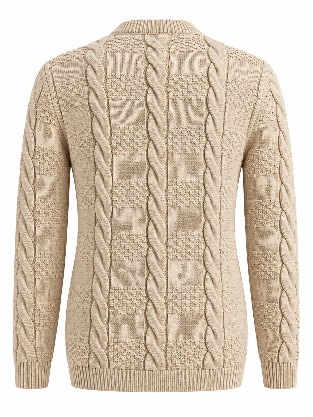 Men’s Textured Cable Knit Crew Neck Sweater
