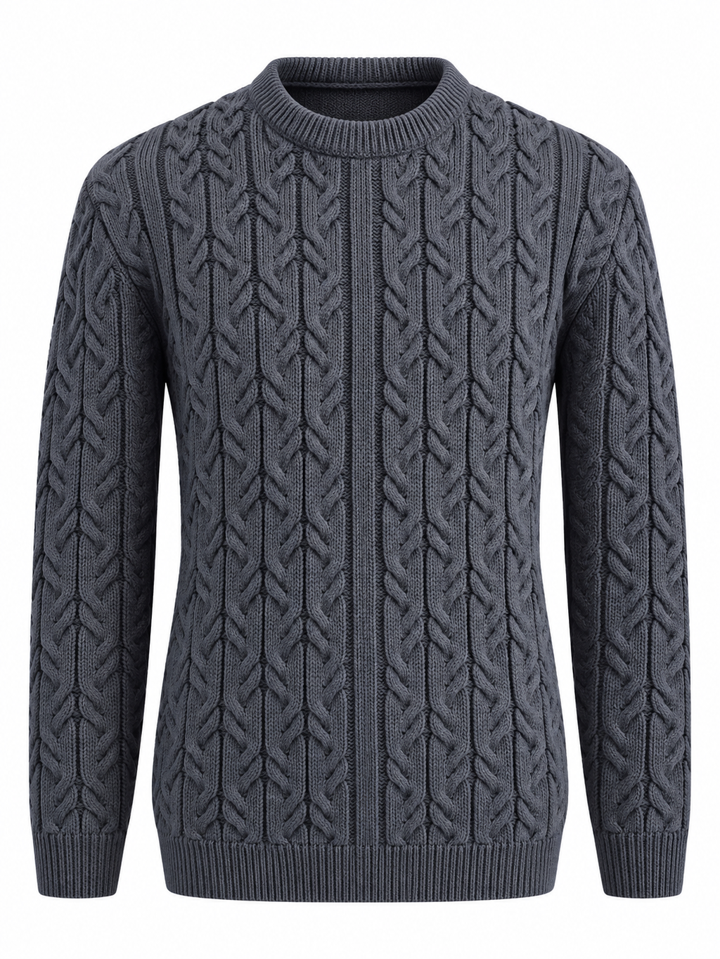 Quiet Terrain Men’s Classic Cable Knit Crew Neck Jumper