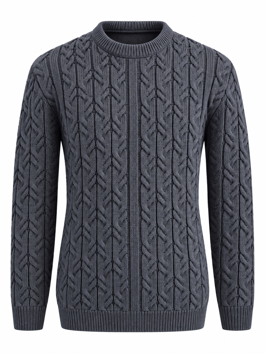 Quiet Terrain Men’s Classic Cable Knit Crew Neck Jumper
