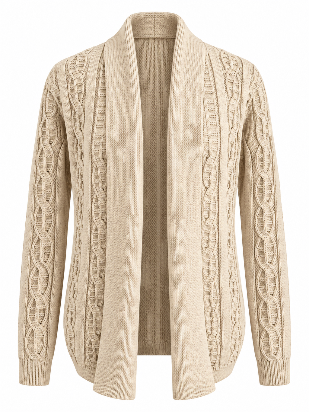 Quiet Terrain Men’s Classic Cable Knit Open-Front Shawl Collar Cardigan