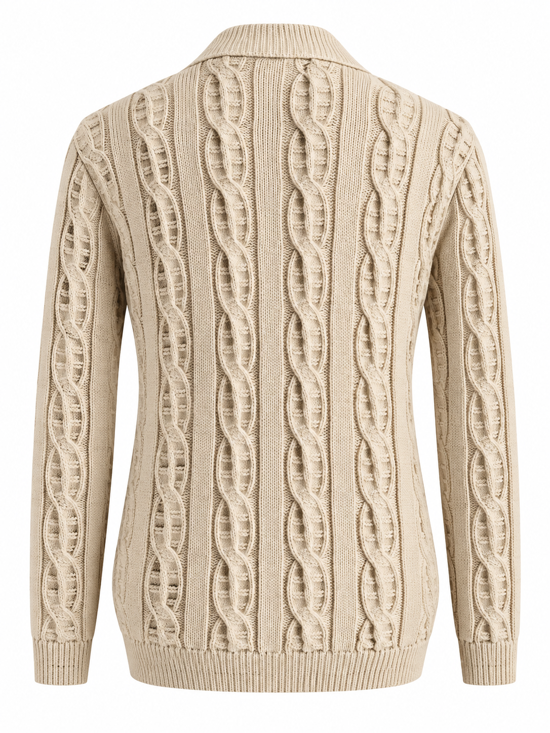 Quiet Terrain Men’s Classic Cable Knit Open-Front Shawl Collar Cardigan