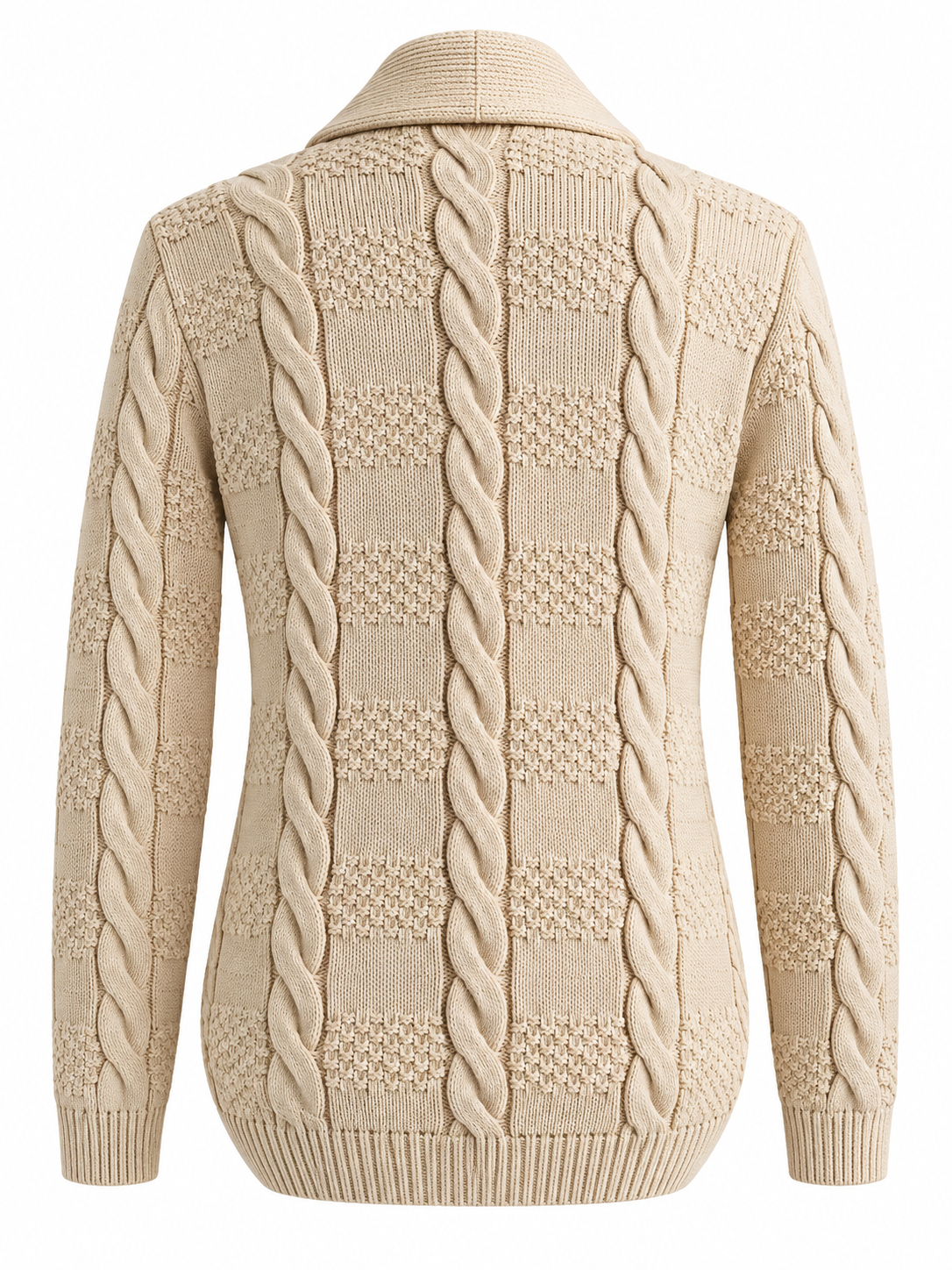Quiet Terrain Men’s Premium Cable Knit Open-Front Shawl Collar Cardigan