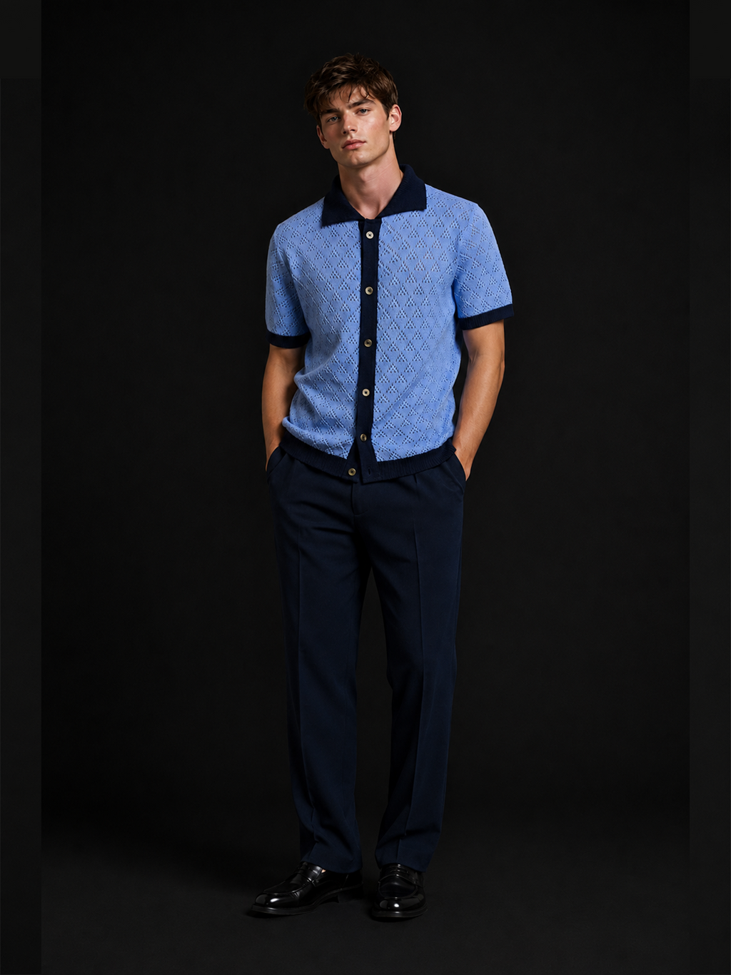 Riviera Contrast Geo Textured knitted Shirt