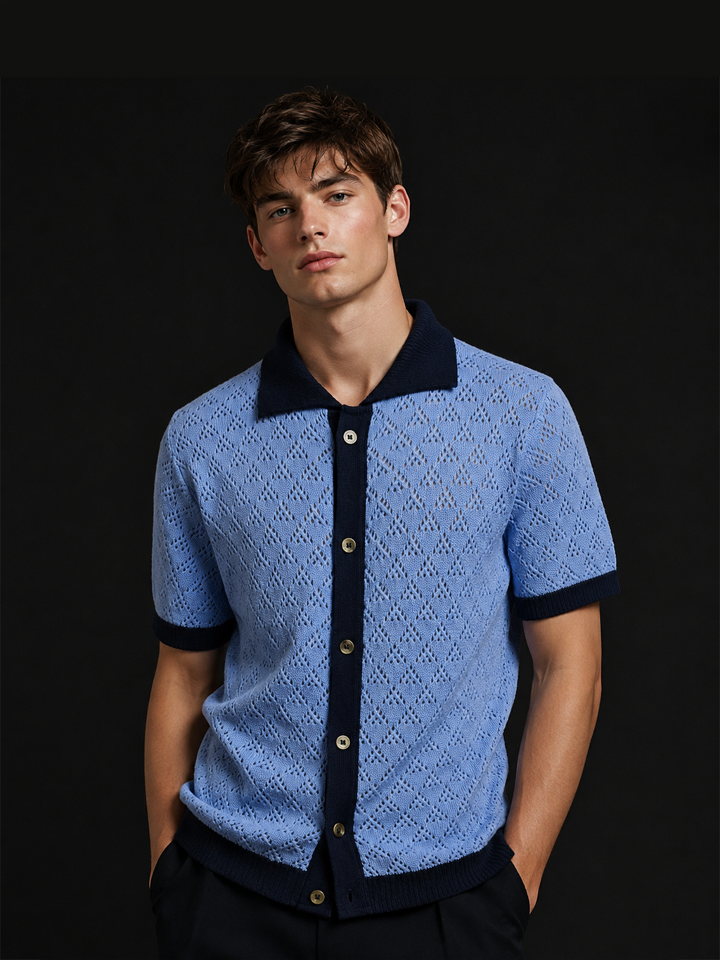 Riviera Contrast Geo Textured knitted Shirt