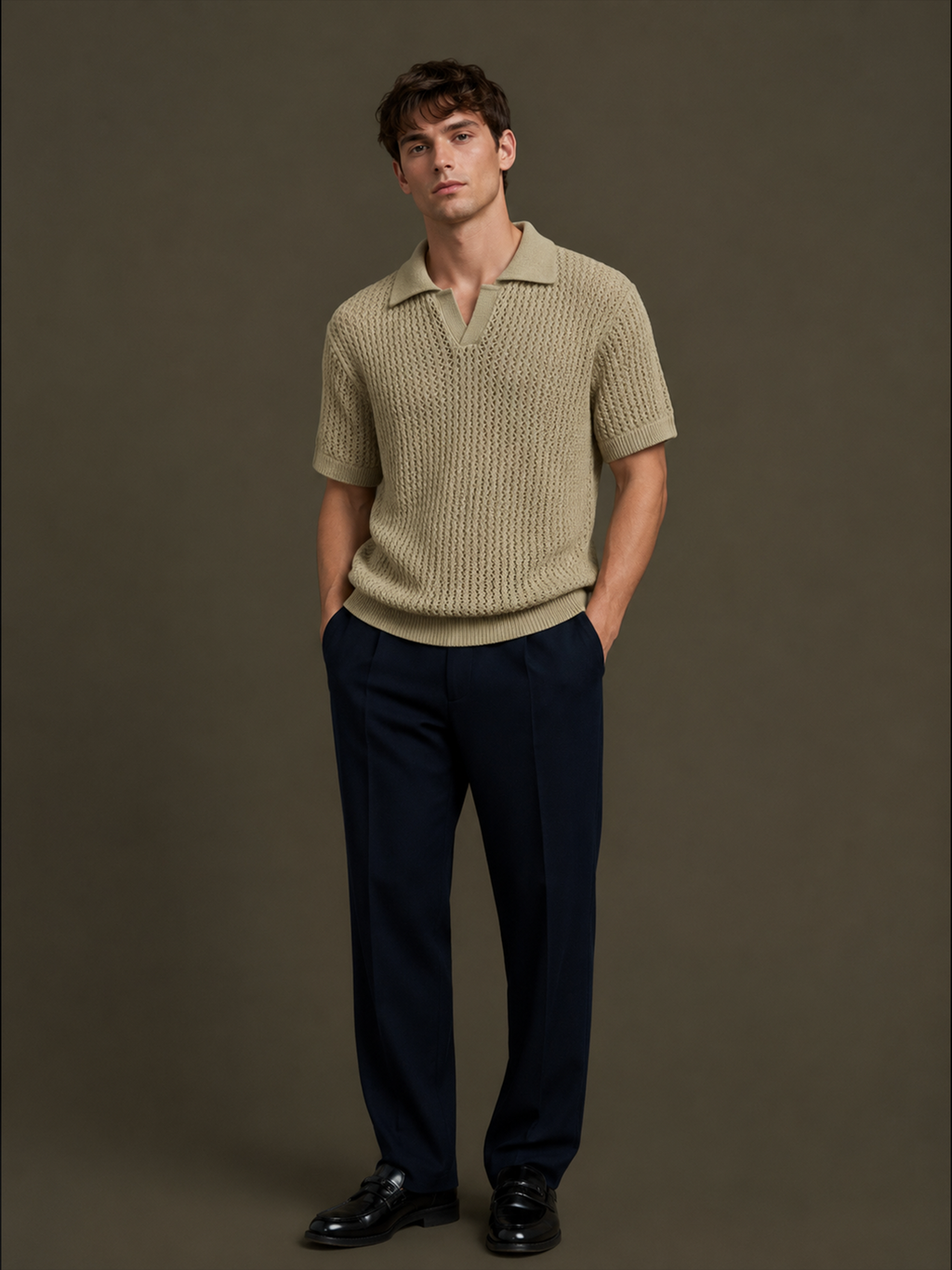 Riviera Open Knit Polo T-Shirt