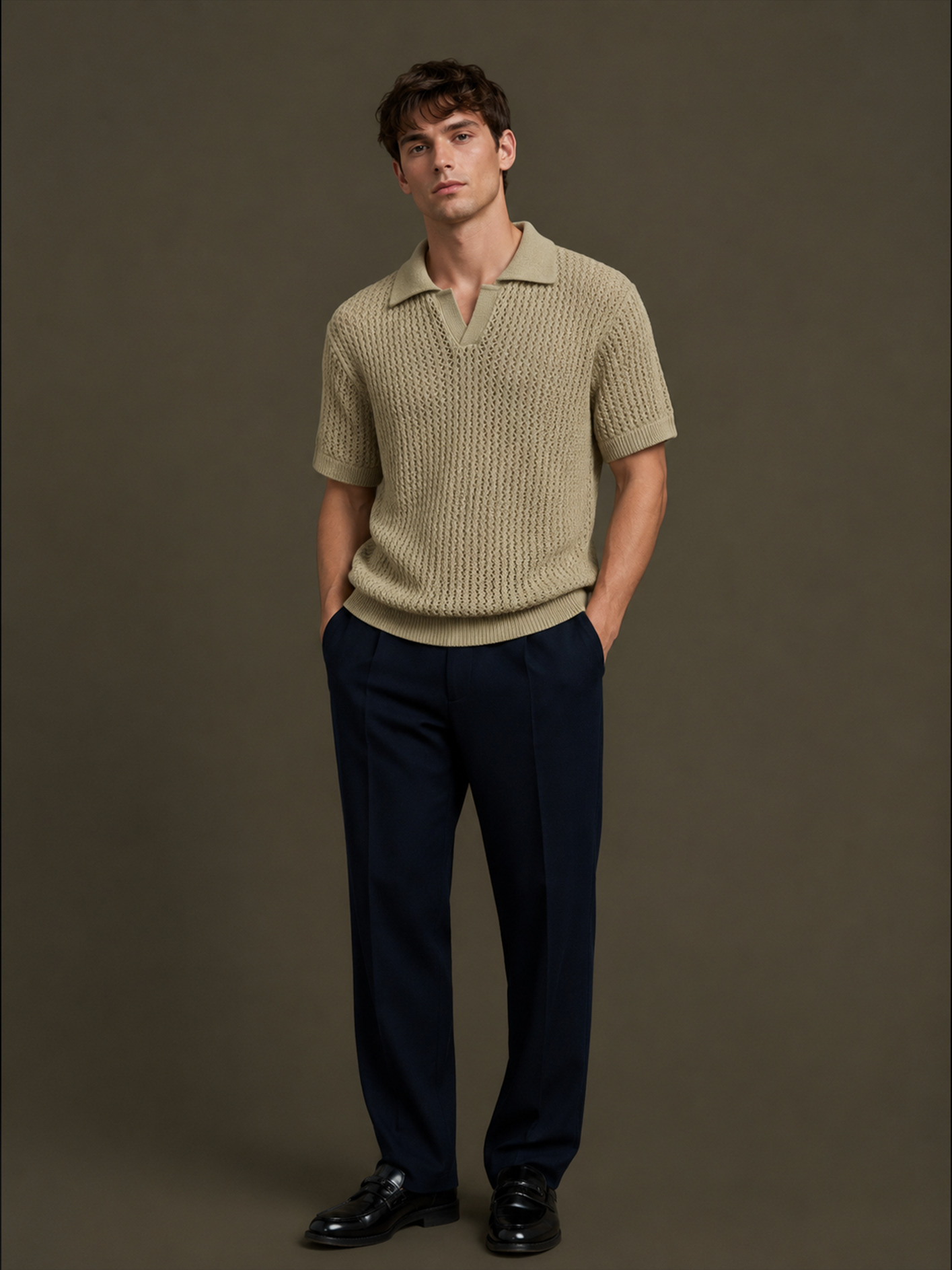 Riviera Open Knit Polo T-Shirt