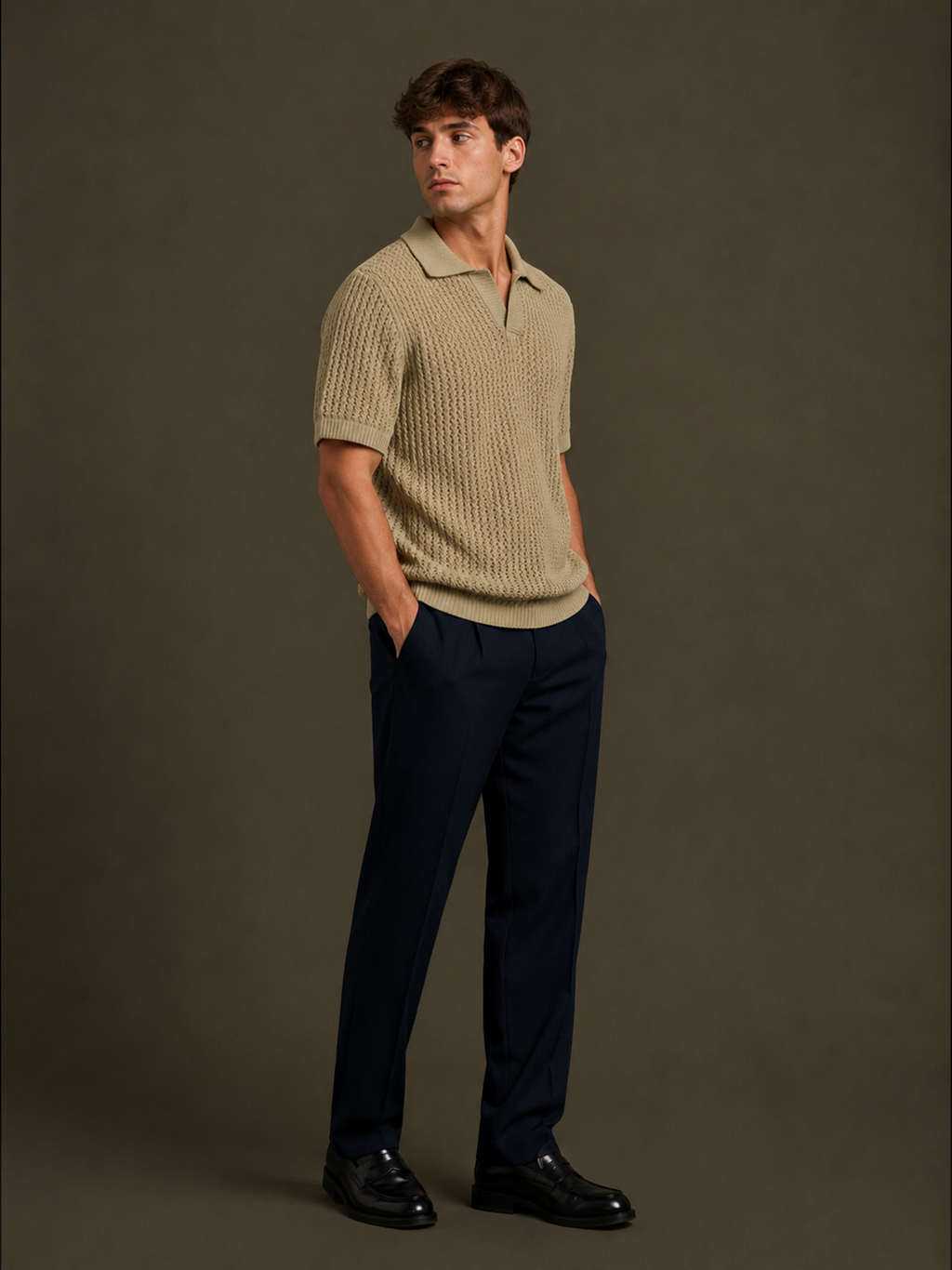 Riviera Open Knit Polo T-Shirt