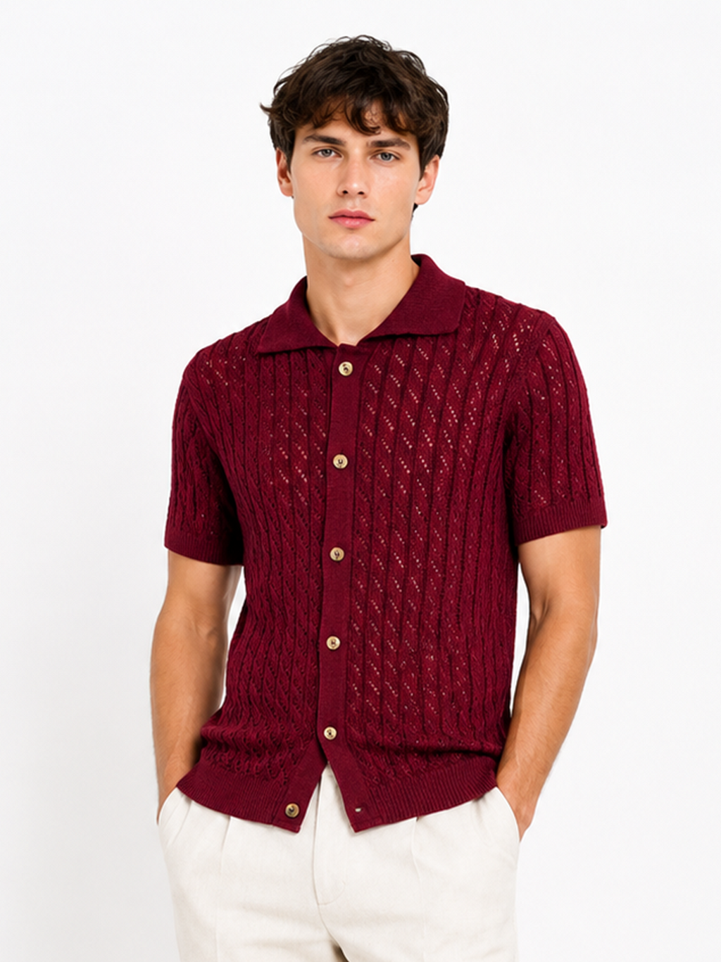Riviera Pointail Textured Knit Shirt