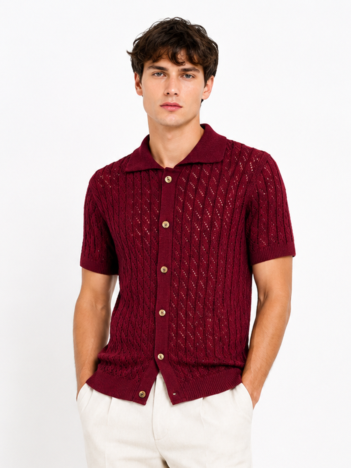 Riviera Pointail Textured Knit Shirt